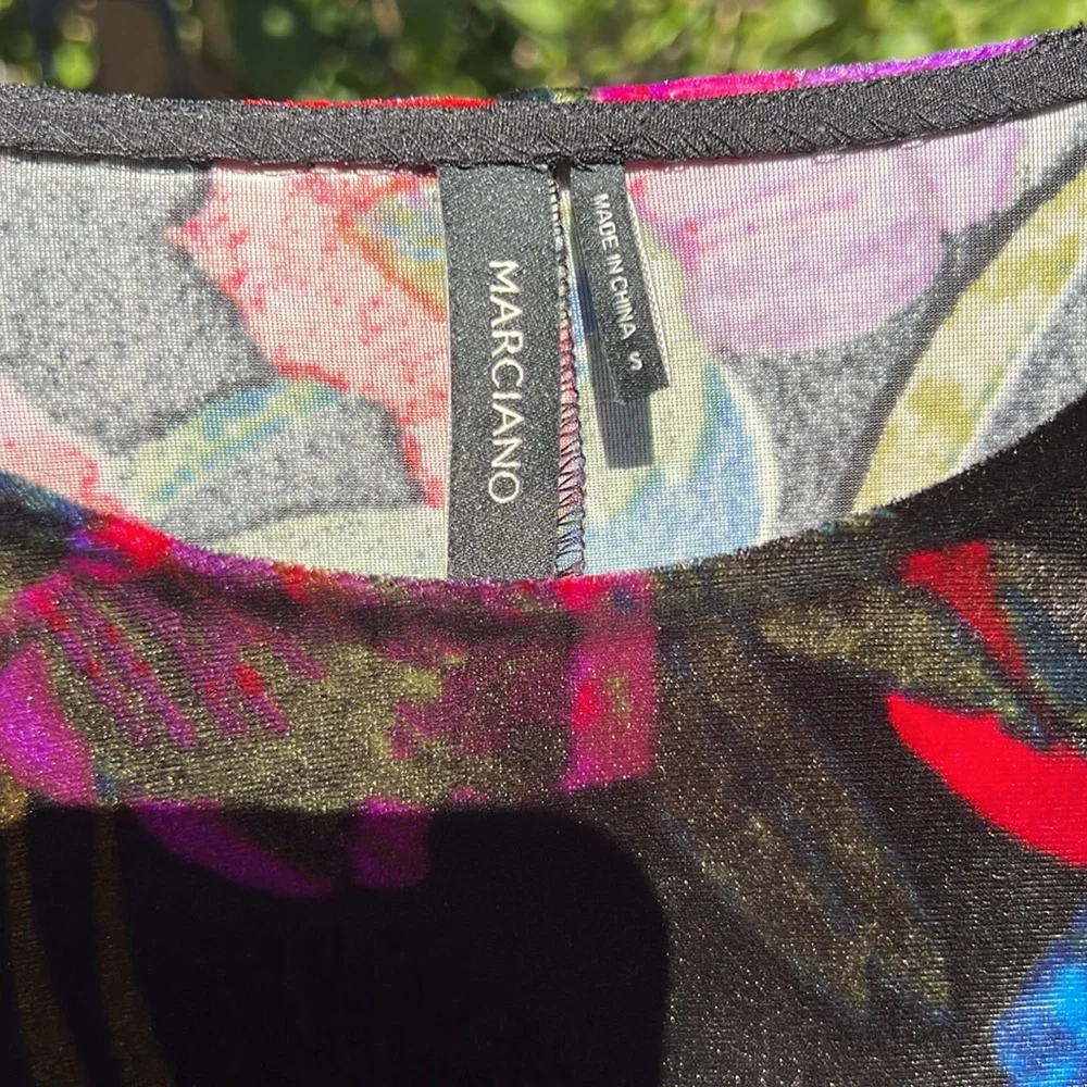 Marciano Nocturnal Floral Stretchy Velvet Mini Dress sz S - Picture 4 of 16